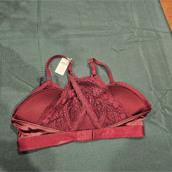NWT Aerie Real Power Wireless PushUp Paisley Lace Bra Royal Berry - Picture 5 of 12